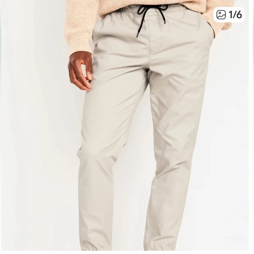 NWT! Mens Old Navy Modern Jogger Built In Flex Light Stone Khaki Pants Large - Picture 2 of 9